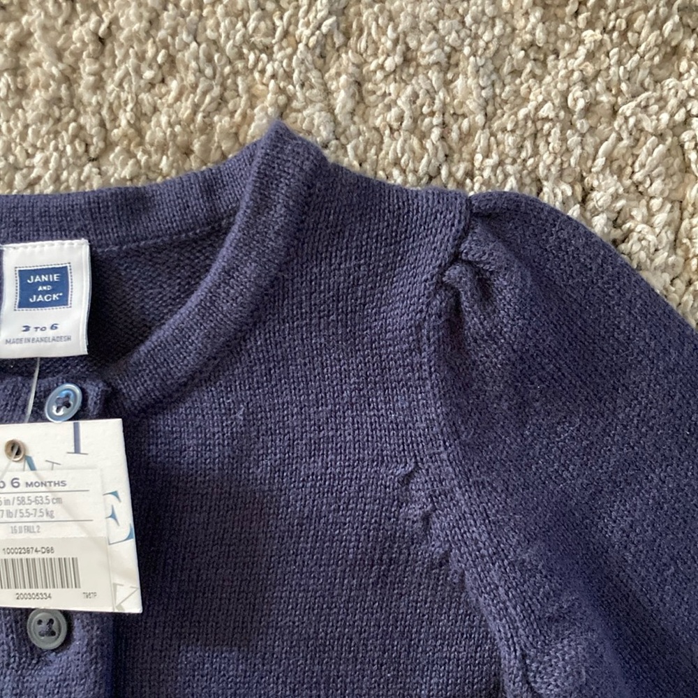 Janie and Jack Navy Blue Bow Pocket Cardigan - Picture 4 of 5